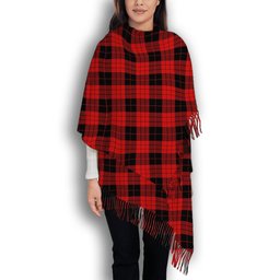 ScotsTee Shop Scottish MacLeod Black and Red Modern Solf Tartan Plaid Tassel Winter Scarf