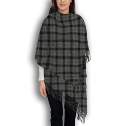 ScotsTee Shop Scottish Scott Black and White Solf Tartan Plaid Tassel Winter Scarf