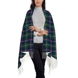 ScotsTee Shop Scottish Shaw of Carolina Modern Solf Tartan Plaid Tassel Winter Scarf