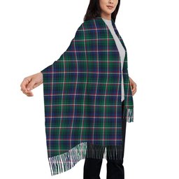 ScotsTee Shop Scottish Shaw of Carolina Modern Solf Tartan Plaid Tassel Winter Scarf