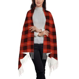 ScotsTee Shop Scottish Munro Black and Red Ancient Solf Tartan Plaid Tassel Winter Scarf
