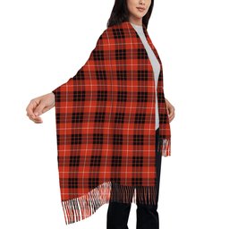 ScotsTee Shop Scottish Munro Black and Red Ancient Solf Tartan Plaid Tassel Winter Scarf