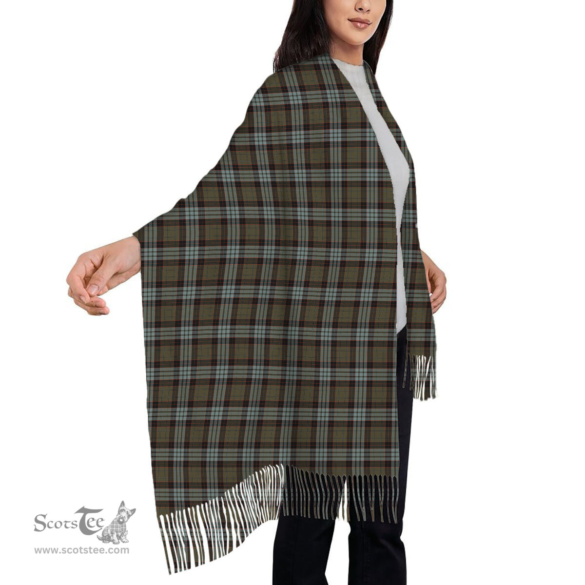 ScotsTee Shop Scottish Stewart Old Weathered Solf Tartan Plaid Tassel Winter Scarf
