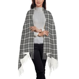 ScotsTee Shop Scottish Scott Black and White Modern Solf Tartan Plaid Tassel Winter Scarf