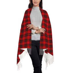ScotsTee Shop Scottish Leslie Red Modern Solf Tartan Plaid Tassel Winter Scarf