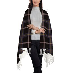 ScotsTee Shop Scottish Navy Dress Blue Solf Tartan Plaid Tassel Winter Scarf