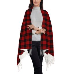 ScotsTee Shop Scottish MacLeod Black and Red Solf Tartan Plaid Tassel Winter Scarf