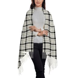 ScotsTee Shop Scottish MacFarlane Black White Ancient Solf Tartan Plaid Tassel Winter Scarf