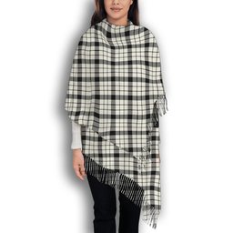 ScotsTee Shop Scottish MacFarlane Black White Ancient Solf Tartan Plaid Tassel Winter Scarf