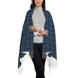 ScotsTee Shop Scottish Hannay Blue Solf Tartan Plaid Tassel Winter Scarf