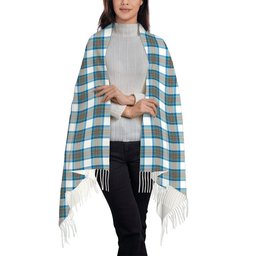 ScotsTee Shop Scottish Stewart Muted Blue Solf Tartan Plaid Tassel Winter Scarf