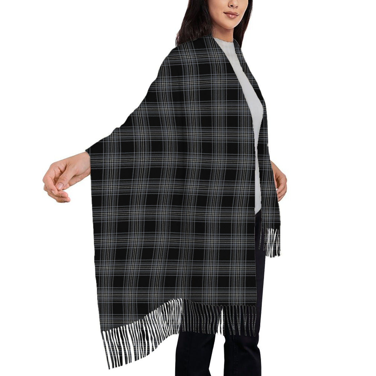 ScotsTee Shop Scottish Stewart Mourning Originaux Modern Clan Solf Tartan Plaid Tassel Winter Scarf