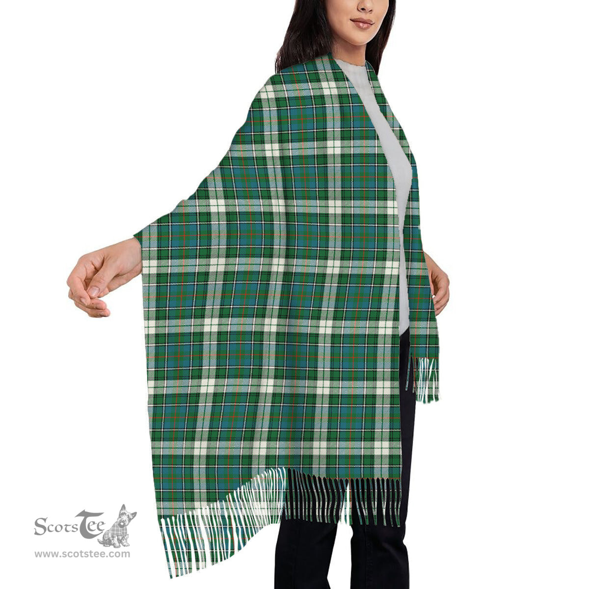 ScotsTee Shop Scottish MacInnes Dress Ancient Solf Tartan Plaid Tassel Winter Scarf