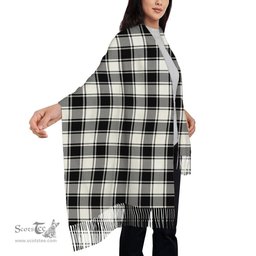 ScotsTee Shop Scottish MacFie Black & White Ancient Solf Tartan Plaid Tassel Winter Scarf