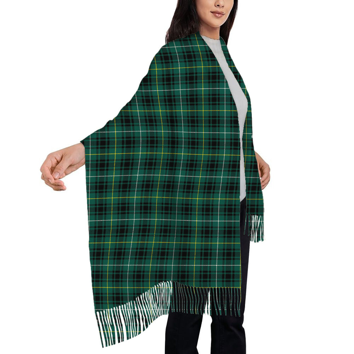 ScotsTee Shop Scottish McIver Hunting Modern Solf Tartan Plaid Tassel Winter Scarf