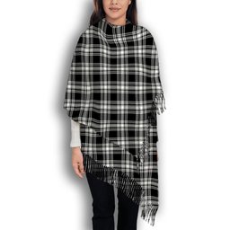 ScotsTee Shop Scottish Menzies Black & White Modern Solf Tartan Plaid Tassel Winter Scarf