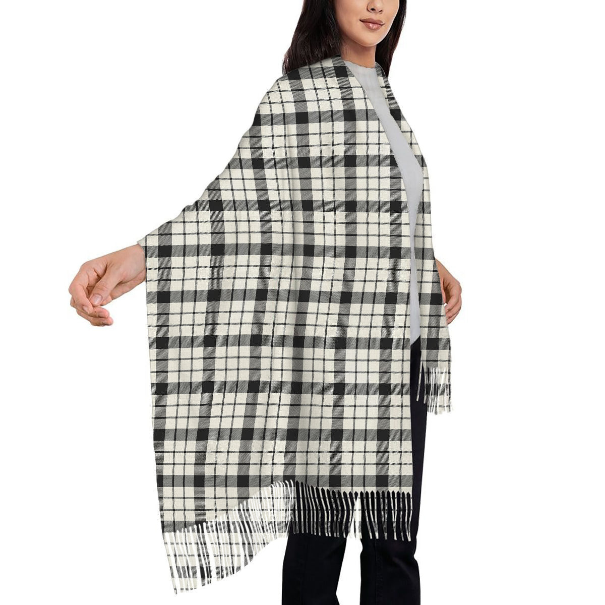 ScotsTee Shop Scottish McFarland Black White Ancient Solf Tartan Plaid Tassel Winter Scarf