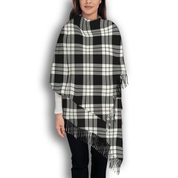 ScotsTee Shop Scottish MacFarlane Black White Solf Tartan Plaid Tassel Winter Scarf