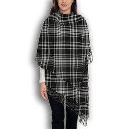 ScotsTee Shop Scottish MacLean Black and White Solf Tartan Plaid Tassel Winter Scarf