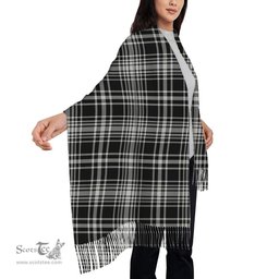 ScotsTee Shop Scottish MacLean Black and White Solf Tartan Plaid Tassel Winter Scarf