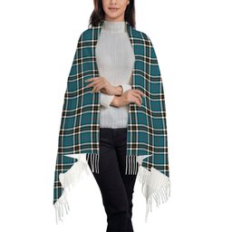 ScotsTee Shop Scottish Thomson Dress Blue Ancient Solf Tartan Plaid Tassel Winter Scarf