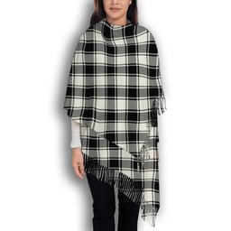 ScotsTee Shop Scottish McFie Black & White Ancient Solf Tartan Plaid Tassel Winter Scarf