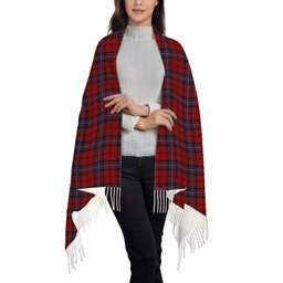 ScotsTee Shop Scottish Kelly of Sleat Red Solf Tartan Plaid Tassel Winter Scarf