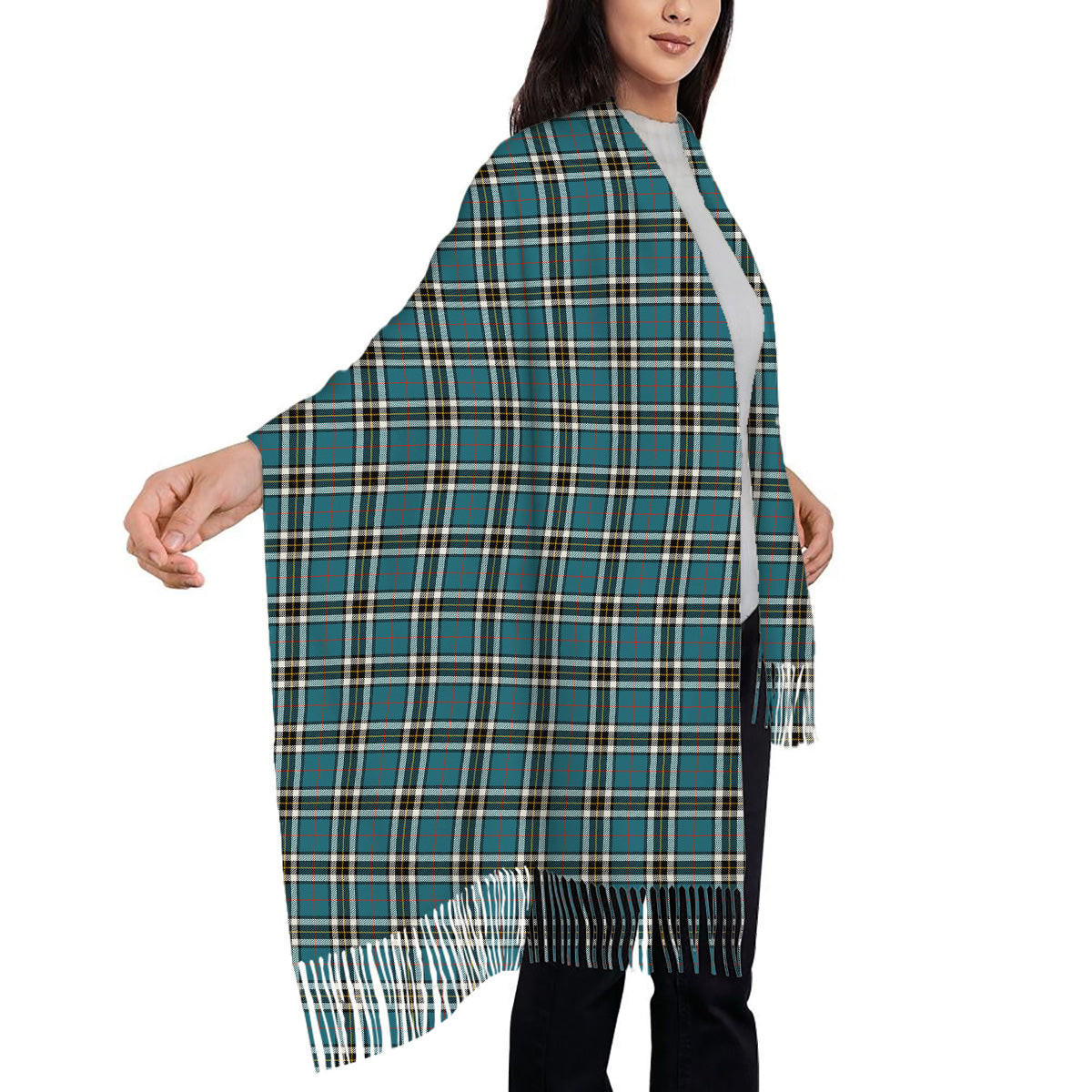 ScotsTee Shop Scottish Thomson Blue Ancient Clan Solf Tartan Plaid Tassel Winter Scarf