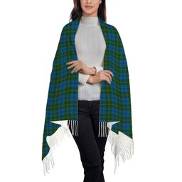 ScotsTee Shop Scottish Melville Two black lines Solf Tartan Plaid Tassel Winter Scarf