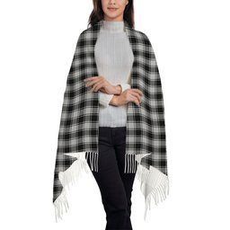 ScotsTee Shop Scottish MacPhee Black and White Solf Tartan Plaid Tassel Winter Scarf