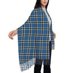 ScotsTee Shop Scottish Thompson Society Dress Blue Modern Solf Tartan Plaid Tassel Winter Scarf