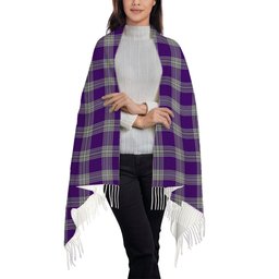 ScotsTee Shop Scottish Menzies Mauve and White Solf Tartan Plaid Tassel Winter Scarf