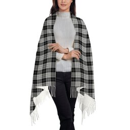 ScotsTee Shop Scottish MacLeod Black and White Solf Tartan Plaid Tassel Winter Scarf