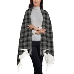 ScotsTee Shop Scottish Stewart Mourning 3 Solf Tartan Plaid Tassel Winter Scarf