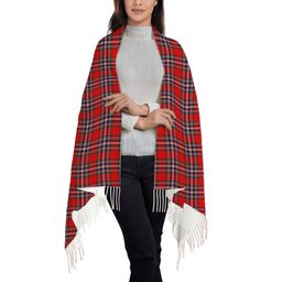 ScotsTee Shop Scottish McFarland Red Modern Solf Tartan Plaid Tassel Winter Scarf