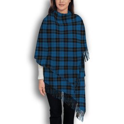 ScotsTee Shop Scottish Ramsay Blue Hunting Solf Tartan Plaid Tassel Winter Scarf