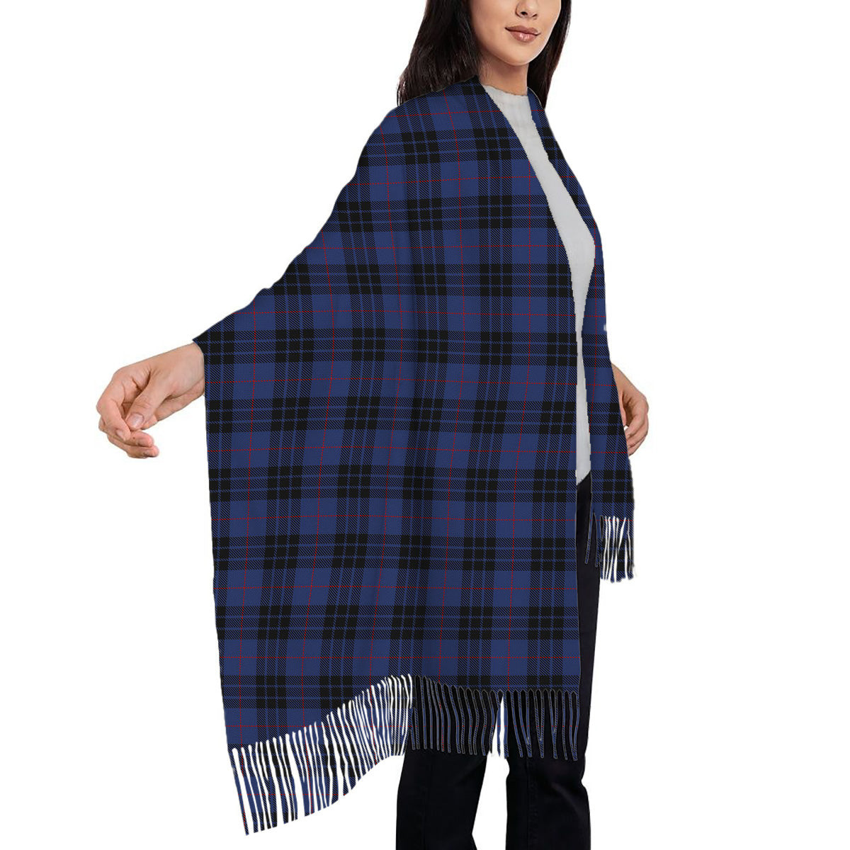 ScotsTee Shop Scottish McKay Blue #02 Solf Tartan Plaid Tassel Winter Scarf