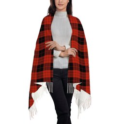 ScotsTee Shop Scottish MacLeod Black and Red Ancient Solf Tartan Plaid Tassel Winter Scarf