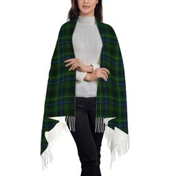 ScotsTee Shop Scottish Stewart Hunting Modern Solf Tartan Plaid Tassel Winter Scarf