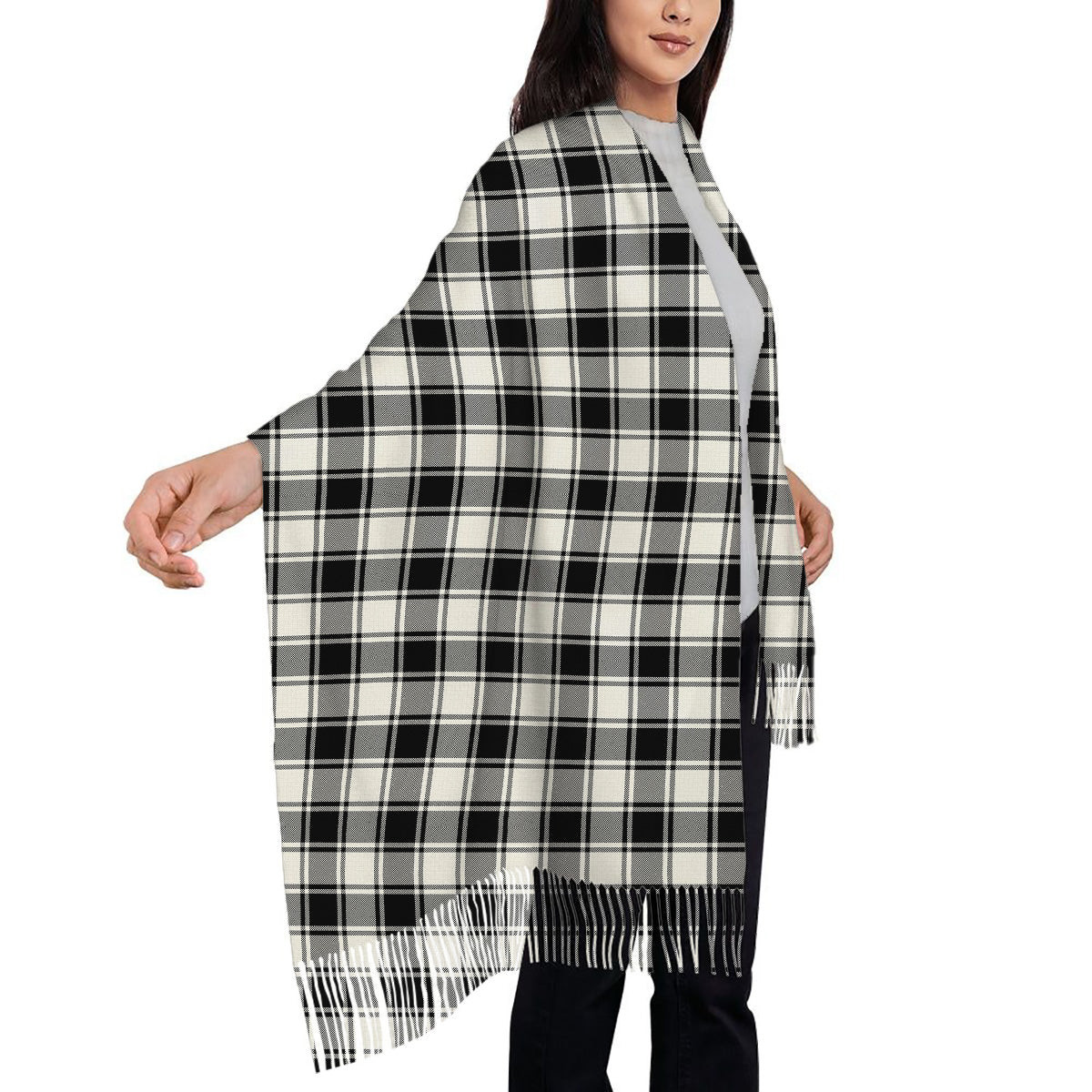 ScotsTee Shop Scottish McPhee B&W Modern Solf Tartan Plaid Tassel Winter Scarf