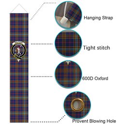 ScotsTee Shop Scottish Balfour Blue Modern Tartan Front Porch Sign Set, Hanging Banner Set