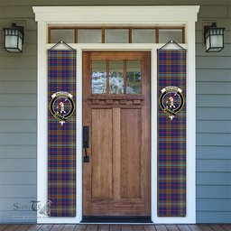 ScotsTee Shop Scottish Balfour Blue Modern Tartan Front Porch Sign Set, Hanging Banner Set