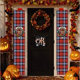 ScotsTee Shop Scottish Baillie of Polkemmet Red Ancient Tartan Front Porch Sign Set, Hanging Banner Set