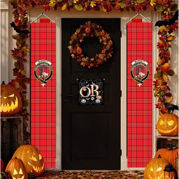 ScotsTee Shop Scottish Burnett Modern Tartan Front Porch Sign Set, Hanging Banner Set