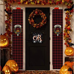 ScotsTee Shop Scottish Cameron Black and Red Tartan Front Porch Sign Set, Hanging Banner Set