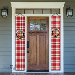 ScotsTee Shop Scottish Cameron Hose Modern Tartan Front Porch Sign Set, Hanging Banner Set