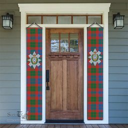 ScotsTee Shop Scottish Black Watch Pipe Band Ancient Tartan Front Porch Sign Set, Hanging Banner Set