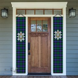 ScotsTee Shop Scottish Black Watch Modern Tartan Front Porch Sign Set, Hanging Banner Set