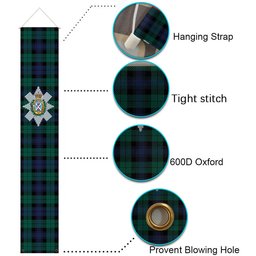 ScotsTee Shop Scottish Black Watch Large Sett Modern Tartan Front Porch Sign Set, Hanging Banner Set