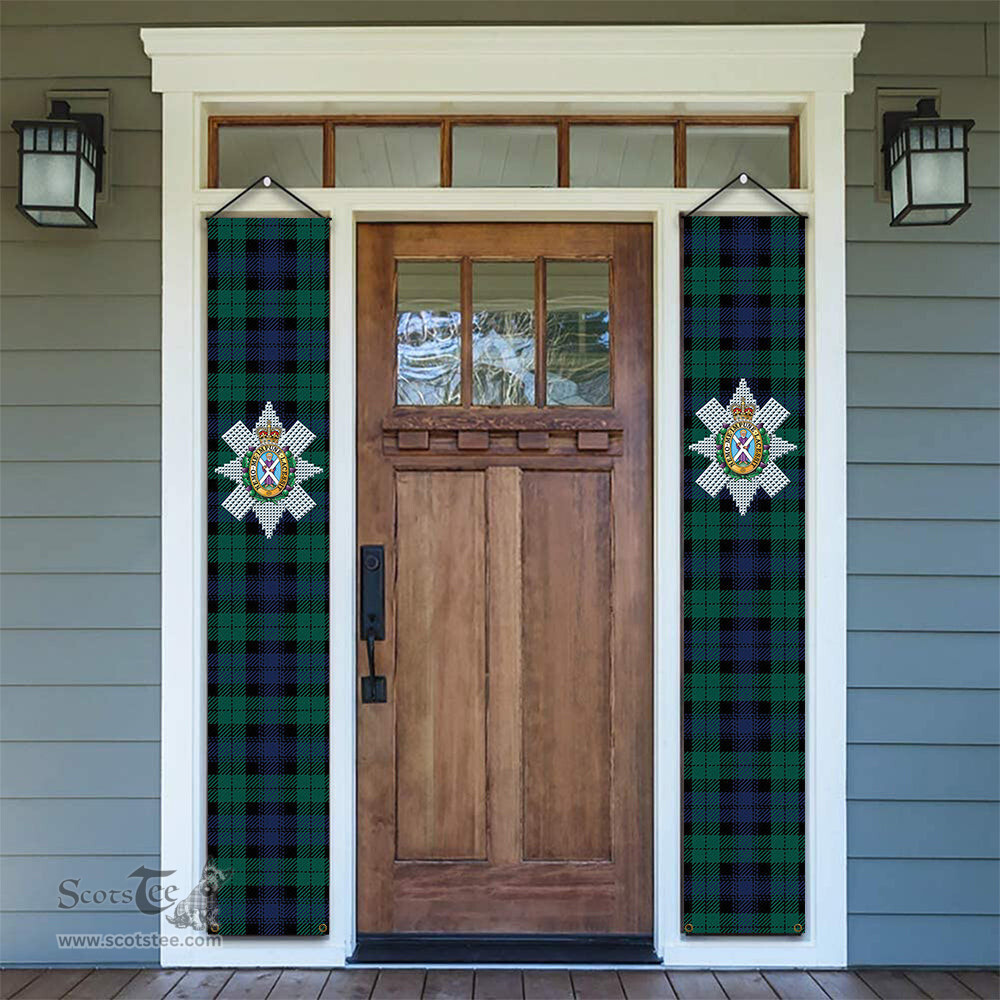 ScotsTee Shop Scottish Black Watch Large Sett Modern Tartan Front Porch Sign Set, Hanging Banner Set